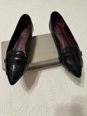Franco Sarto Black Pointed Penny Loafers